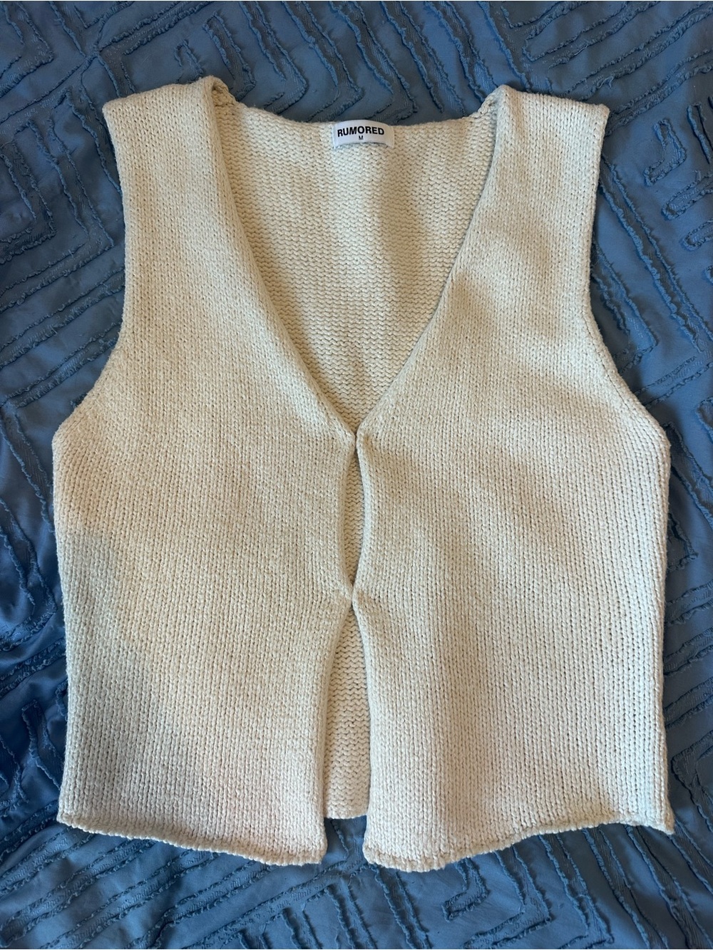 Rumored Cream Knit V-Neck Vest Worn Once